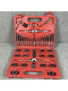 Vtg GRIP Brand No. 40-TDM Metric 40 Piece Tap And Die Set Complete With Box